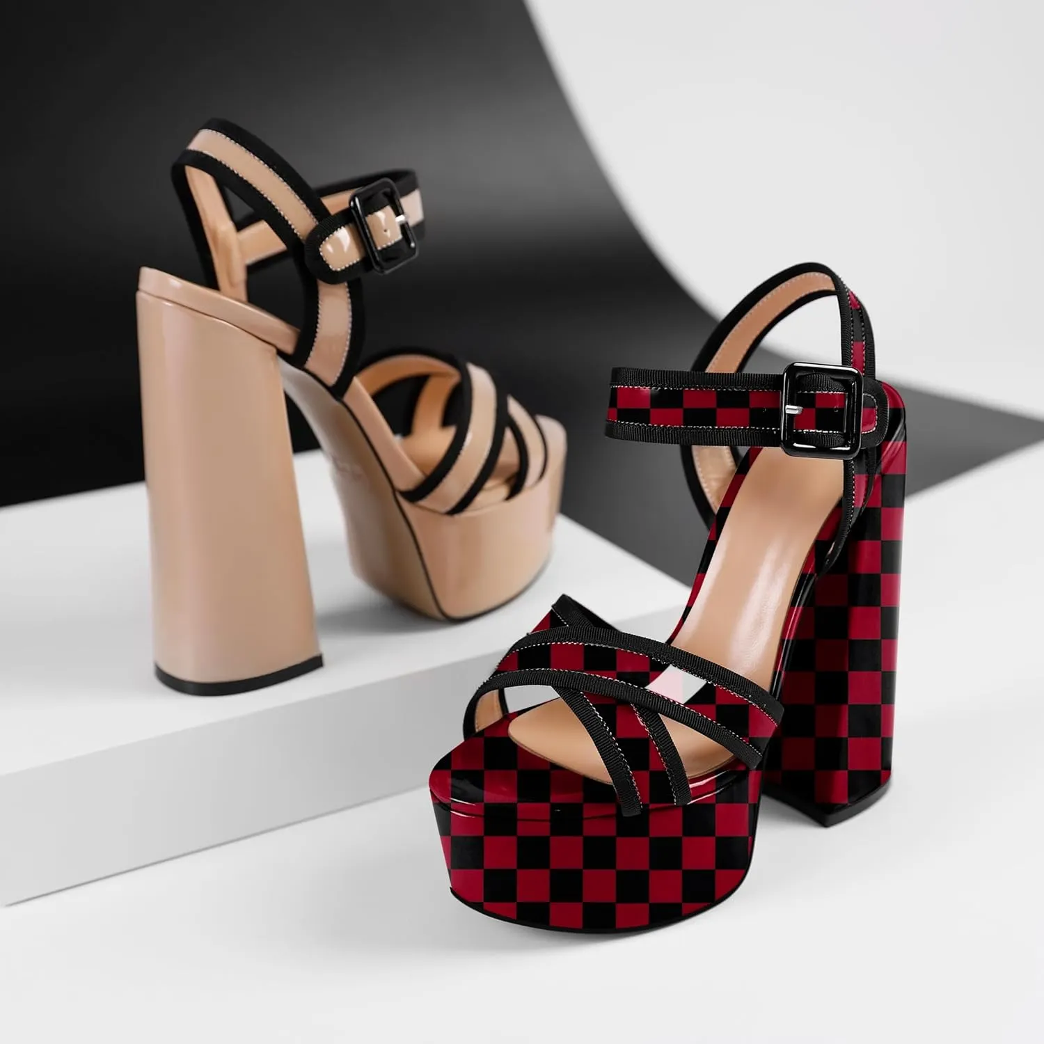 Mettesally Women's Chunky Platform Heels Open Toe Ankle Strap Block Heel Sandals Party Summer Shoes
