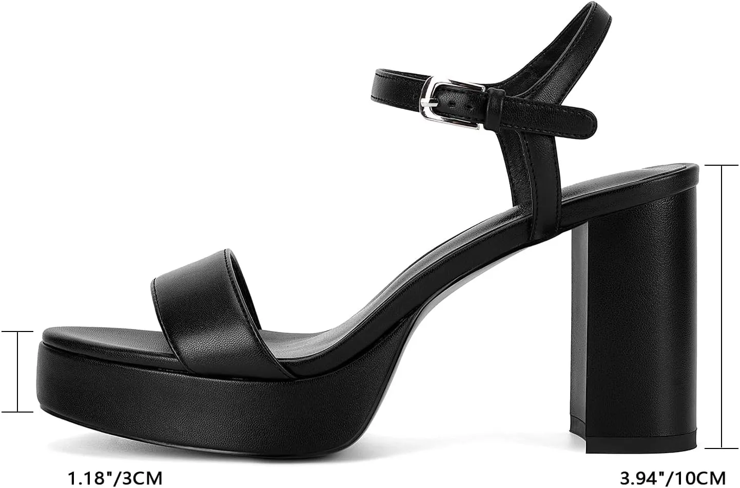MICIFA Women's Platform Chunky Heel Sandals, Square Open Toe Ankle Strap Heeled Sandals