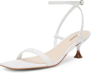 Modatope Kitten Heels for Women Open Square Toe Ankle Strap Sandals Low Heels Dress Shoes for Party