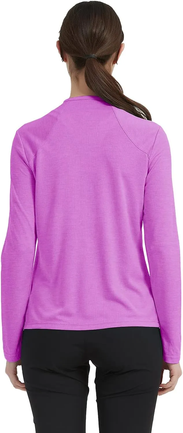 MoFiz Women's Full Zip Hiking Shirt Lightweight UPF 50  Sun Protection Running Jacket Long Sleeve Sports Outdoor Top Pockets