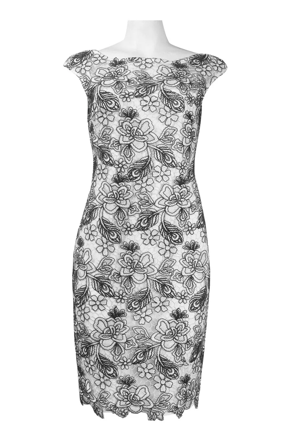 Monique Lhuillier Cap Sleeve Embroidered Dress