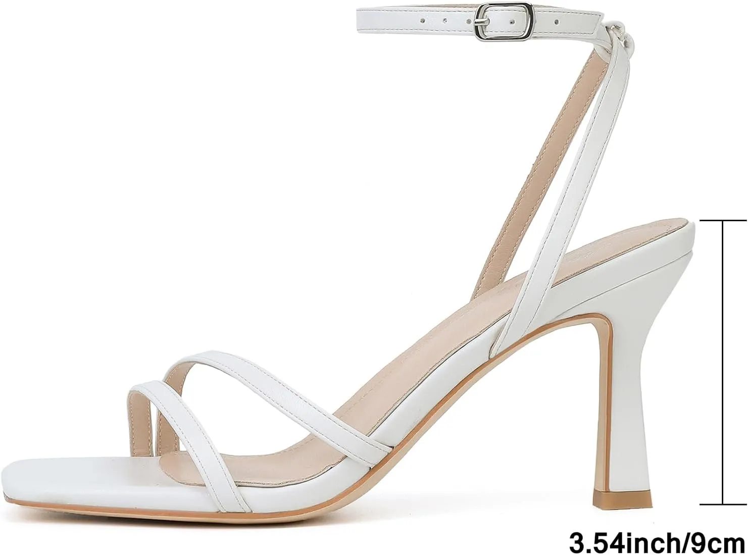 Mostrin Womens Sandals Strappy Heels for Women Ankle Strap Lace Up Heels Square Open Toe Heels Tie Up Stiletto High Heeled Sandals for Prom, Party, Daily Wear