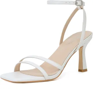Mostrin Womens Sandals Strappy Heels for Women Ankle Strap Lace Up Heels Square Open Toe Heels Tie Up Stiletto High Heeled Sandals for Prom, Party, Daily Wear