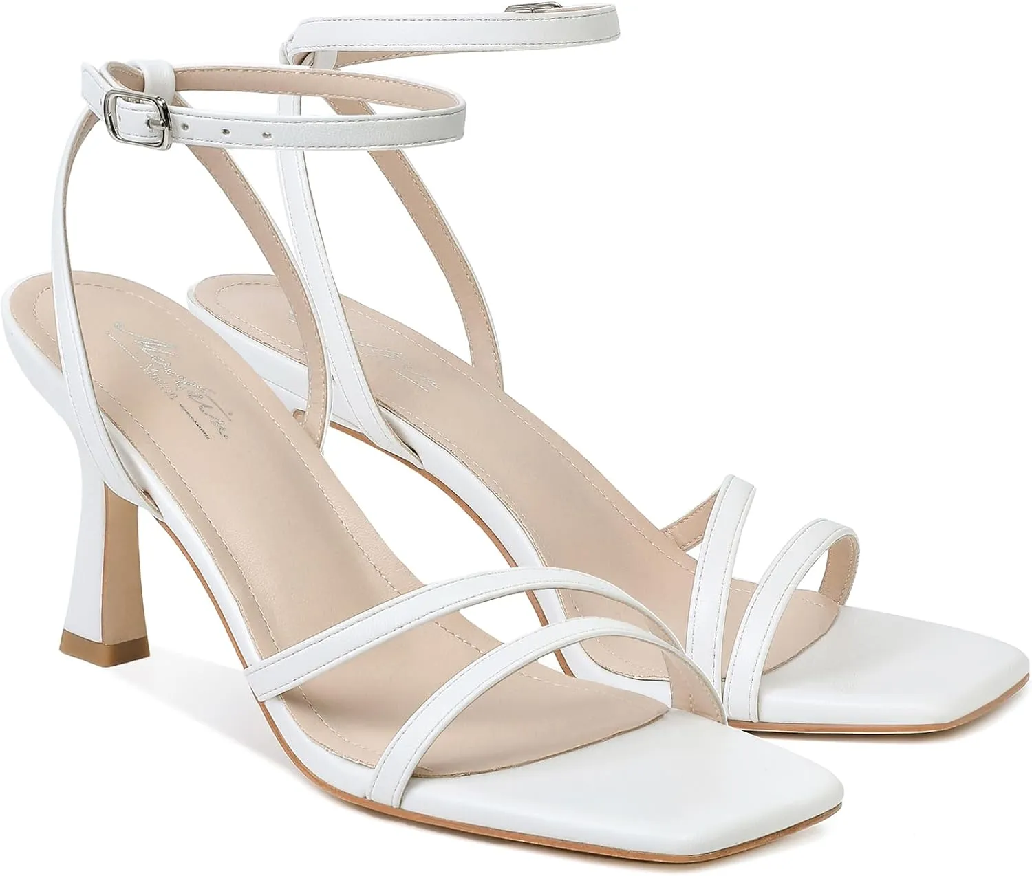 Mostrin Womens Sandals Strappy Heels for Women Ankle Strap Lace Up Heels Square Open Toe Heels Tie Up Stiletto High Heeled Sandals for Prom, Party, Daily Wear