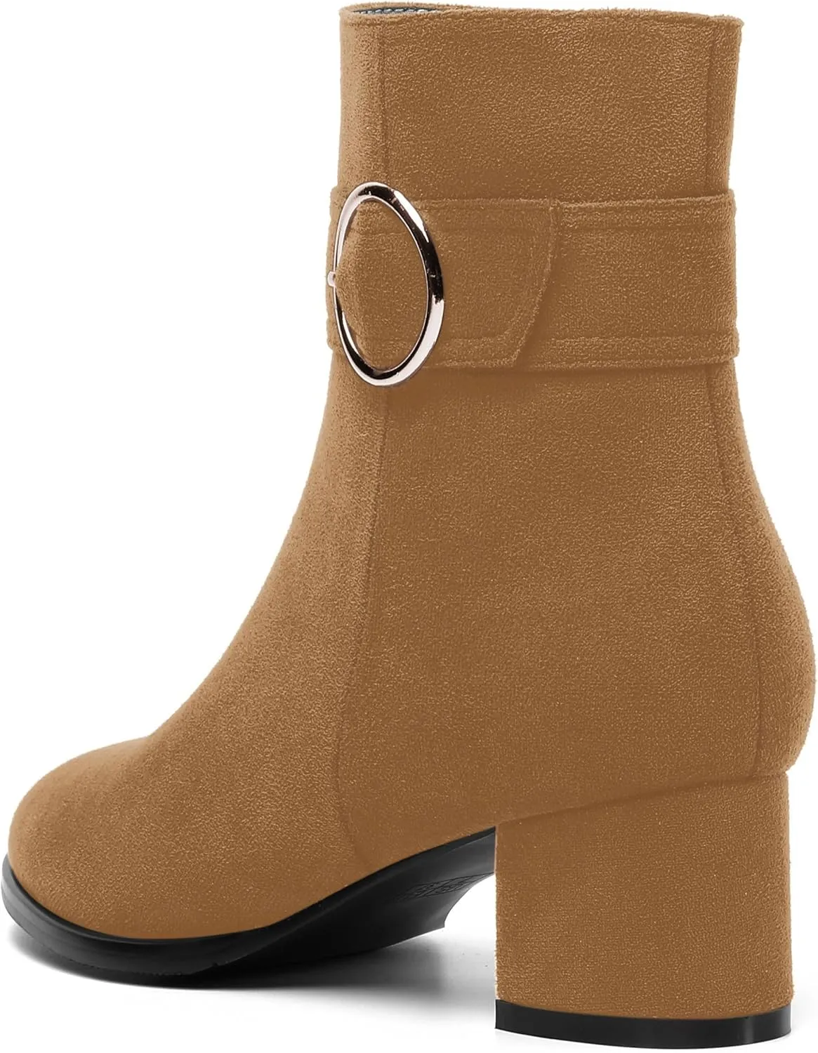 MOVINSTEPS Ankle Boots for Women Low Chunky Heel Wide Width Suede Short Booties Comfortable Casual Business Fashion Dressy Fall Winter Boots 2 Inch
