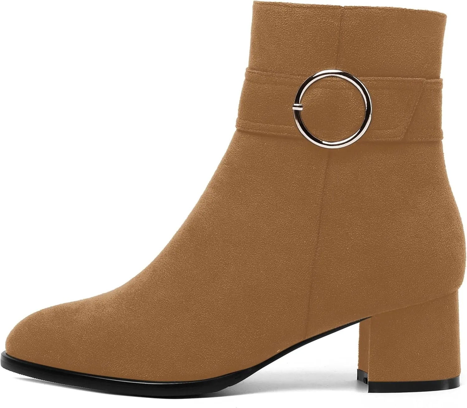 MOVINSTEPS Ankle Boots for Women Low Chunky Heel Wide Width Suede Short Booties Comfortable Casual Business Fashion Dressy Fall Winter Boots 2 Inch