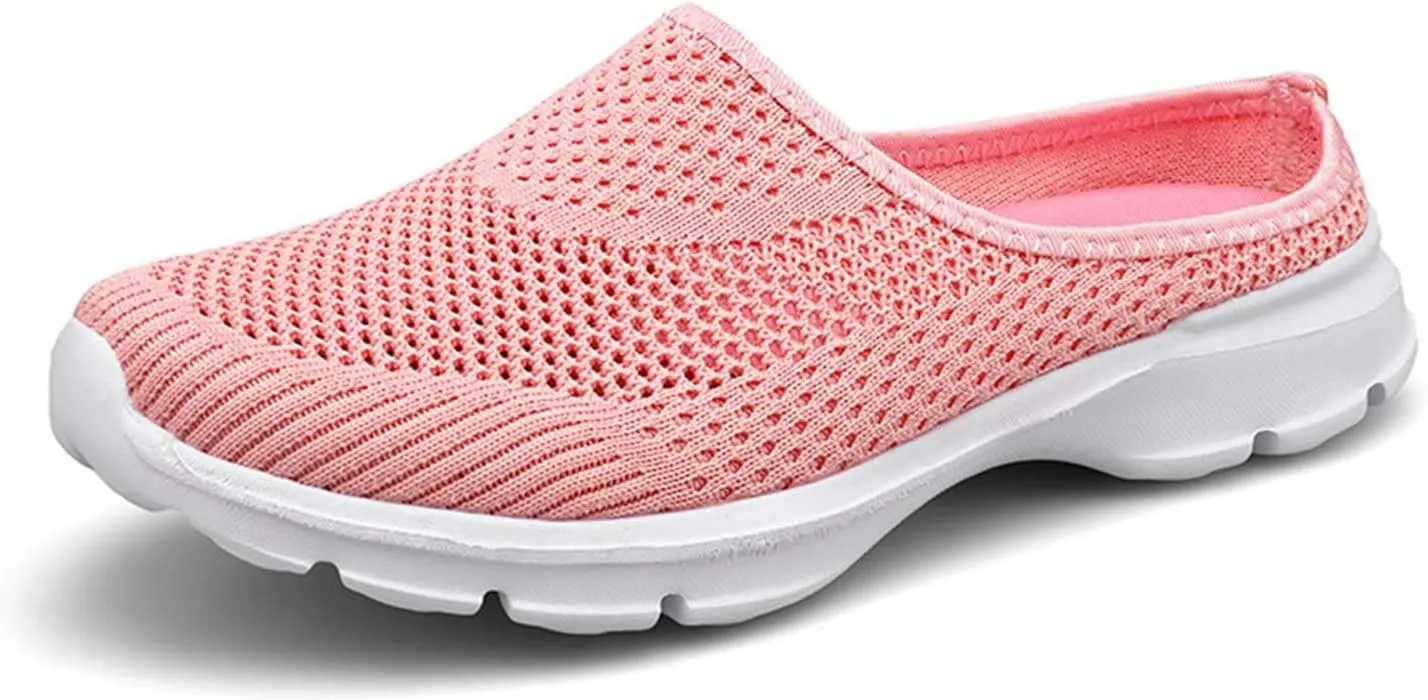 Mules for Women Breathable Mesh Walking Mules Sneakers Comfortable Orthopedic Clogs with Arch-Support Lightweight Summer Slip On Closed Toe Shoes Casual Backless Shoes