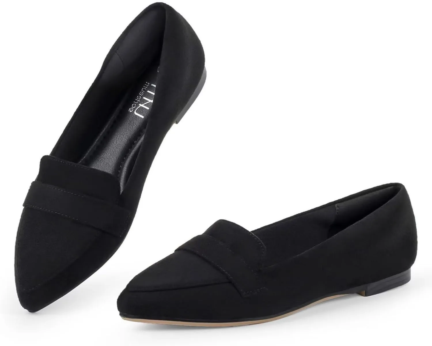MUSSHOE Flats for Women Comfortable Pointed Toe Slip on Dressy Loafers for Women