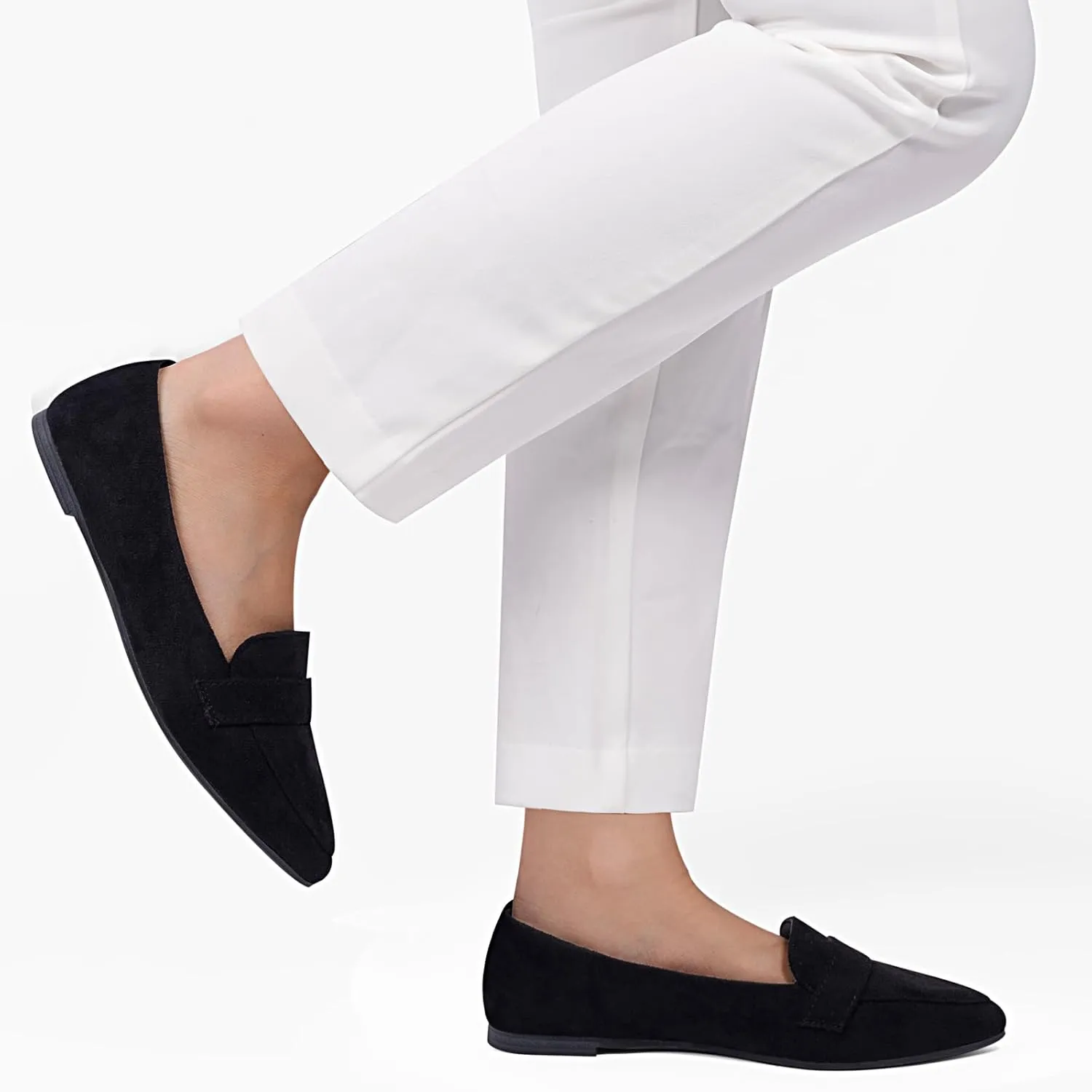 MUSSHOE Flats for Women Comfortable Pointed Toe Slip on Dressy Loafers for Women