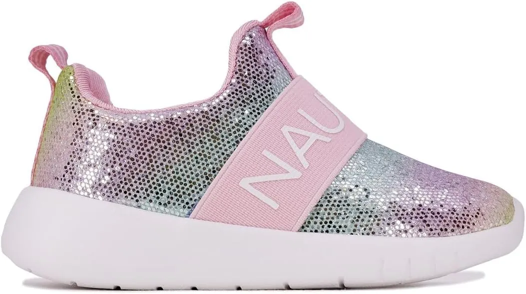 Nautica Girls' Slip-On Sneaker - Athletic Running Kids' Shoe for Walking, Running, Tennis, and Sports (Toddler/Little Kid)