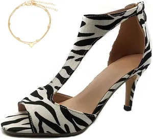 Nevriz Orthopedic High Heels for Women Leather High Heels Orthopedic Shoes Open Toe Heel Sandals Dressy Casual Orthotic Pumps Fish Mouth Shoes
