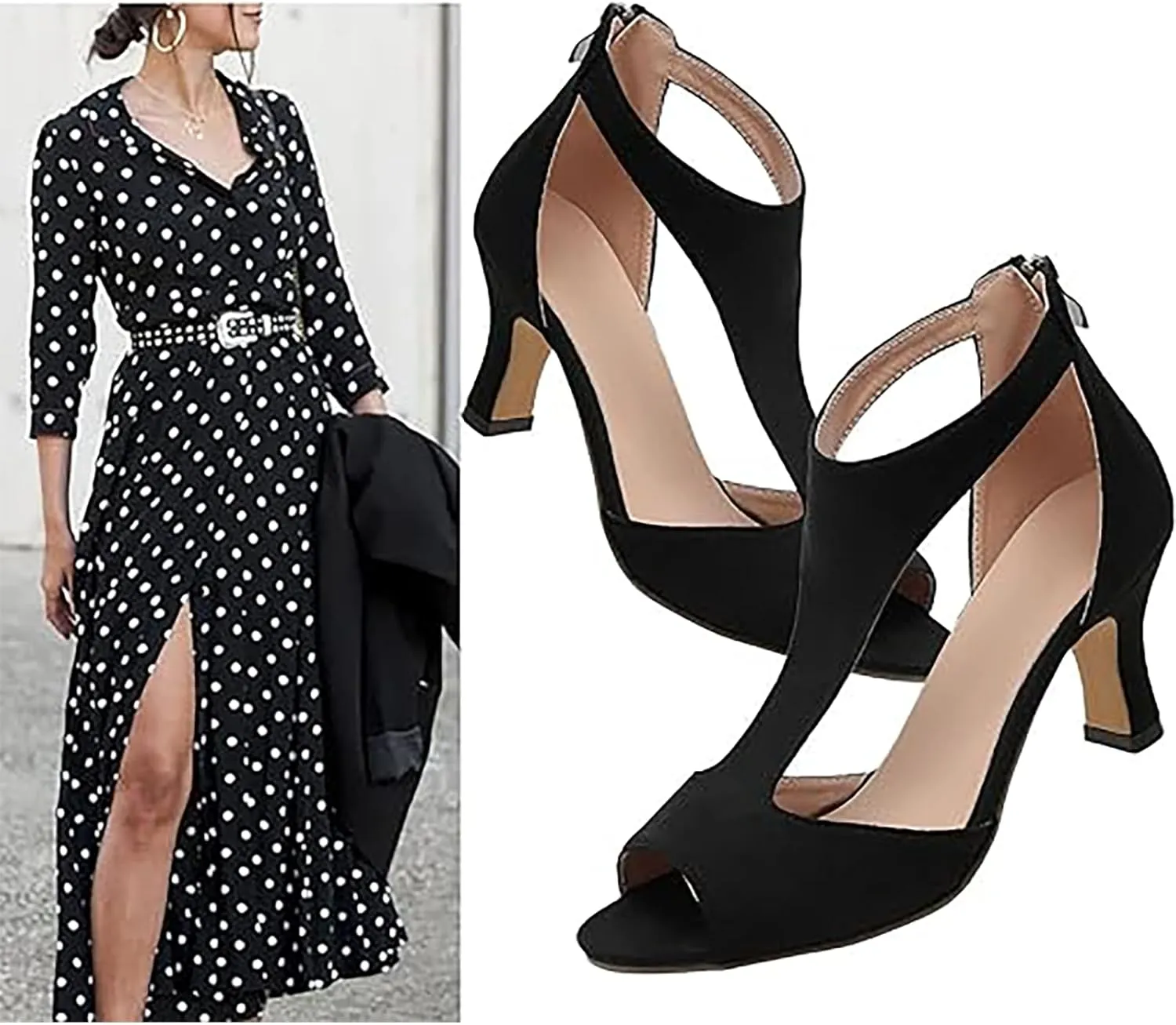 Nevriz Orthopedic High Heels for Women Leather High Heels Orthopedic Shoes Open Toe Heel Sandals Dressy Casual Orthotic Pumps Fish Mouth Shoes