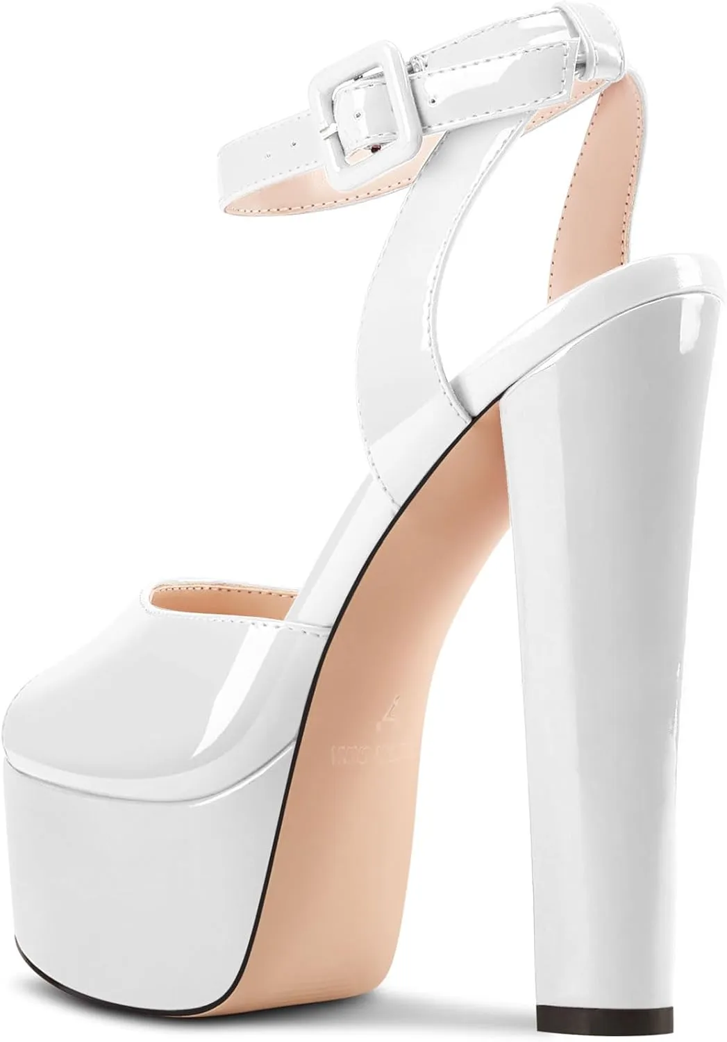 NobleOnly Platform Heels for Women Platform Sandals Chunky Heel Peep Open Toe Ankle Strap Sandals Wedding Party Prom Shoes 5.9 Inches Heels