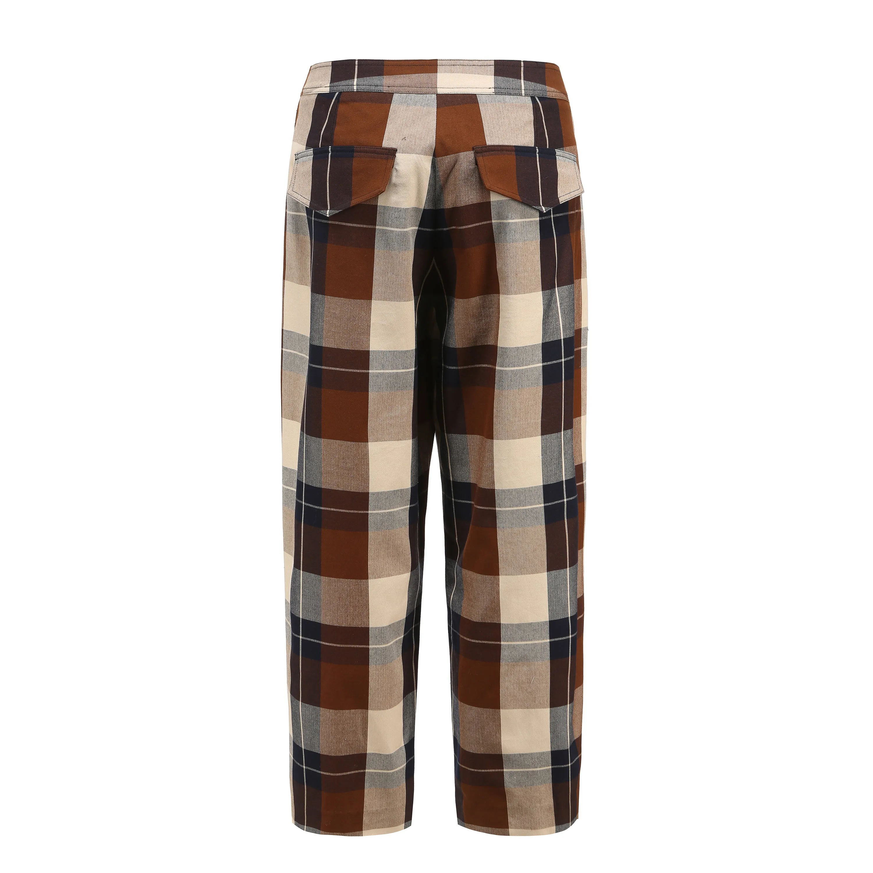 Note to Self / Embroidered Tartan Plaid Pants • Brown