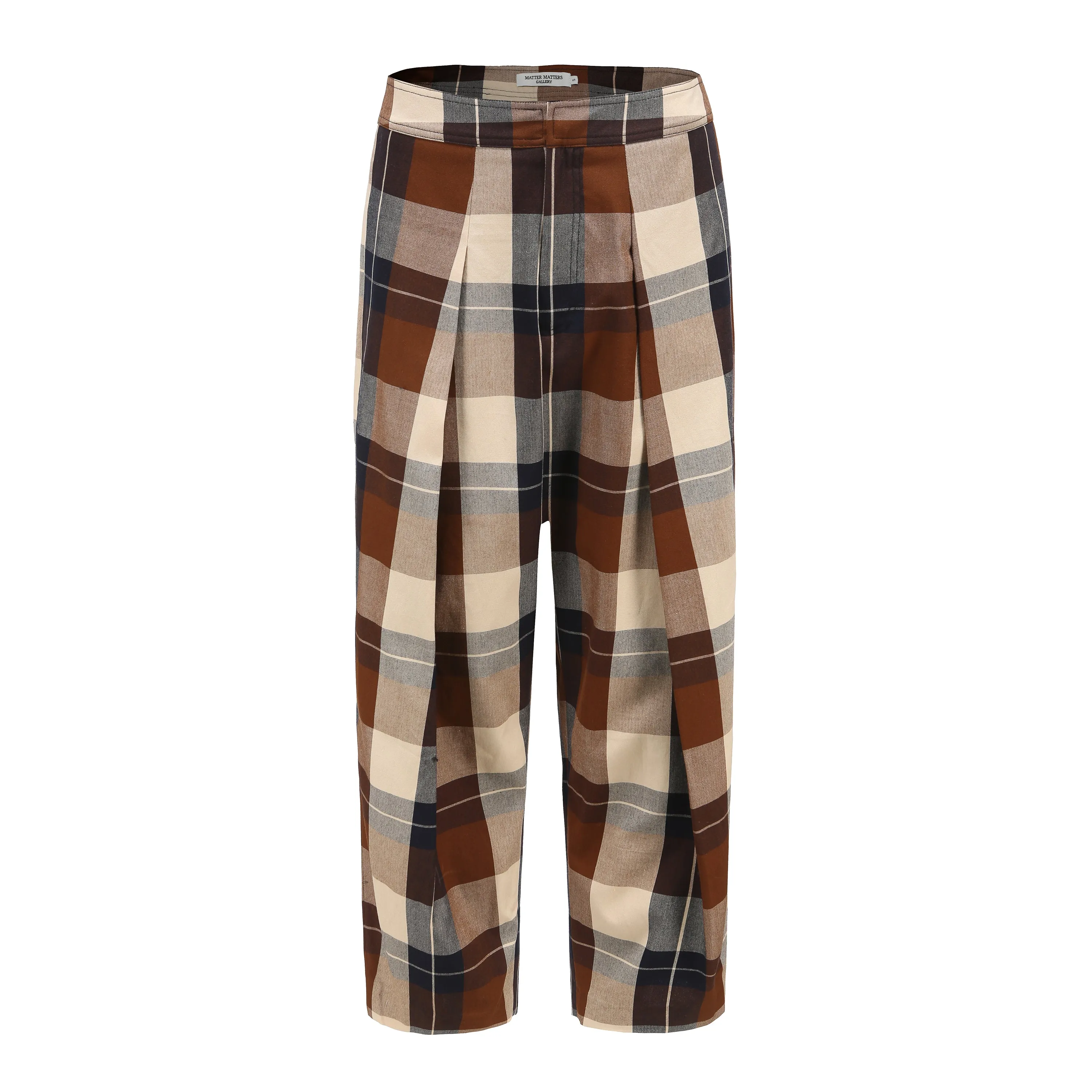 Note to Self / Embroidered Tartan Plaid Pants • Brown