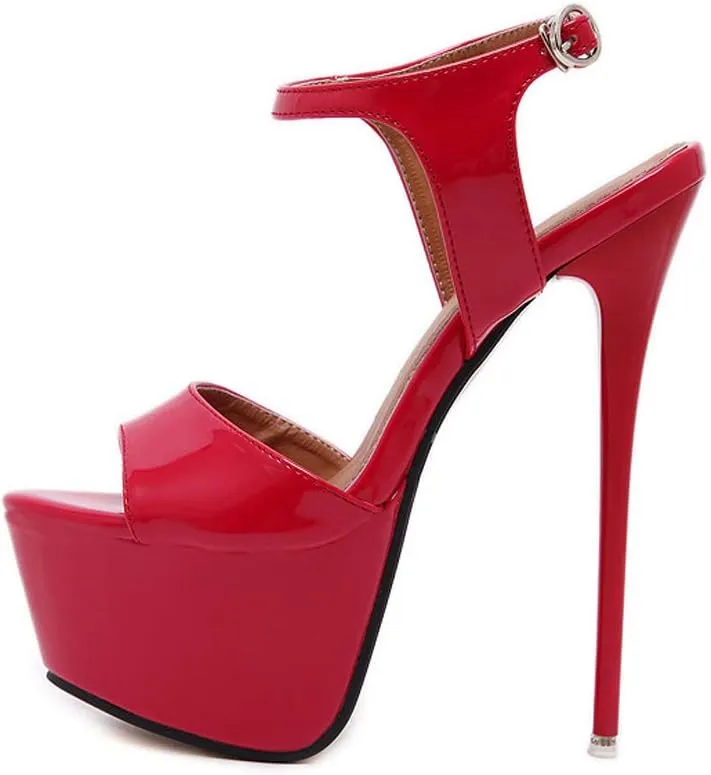 OCHENTA Women's Open Toe Platform Sky High Stiletto Heels Ankle Strap Sandals