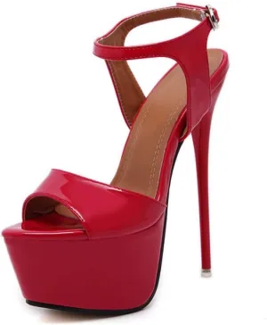 OCHENTA Women's Open Toe Platform Sky High Stiletto Heels Ankle Strap Sandals