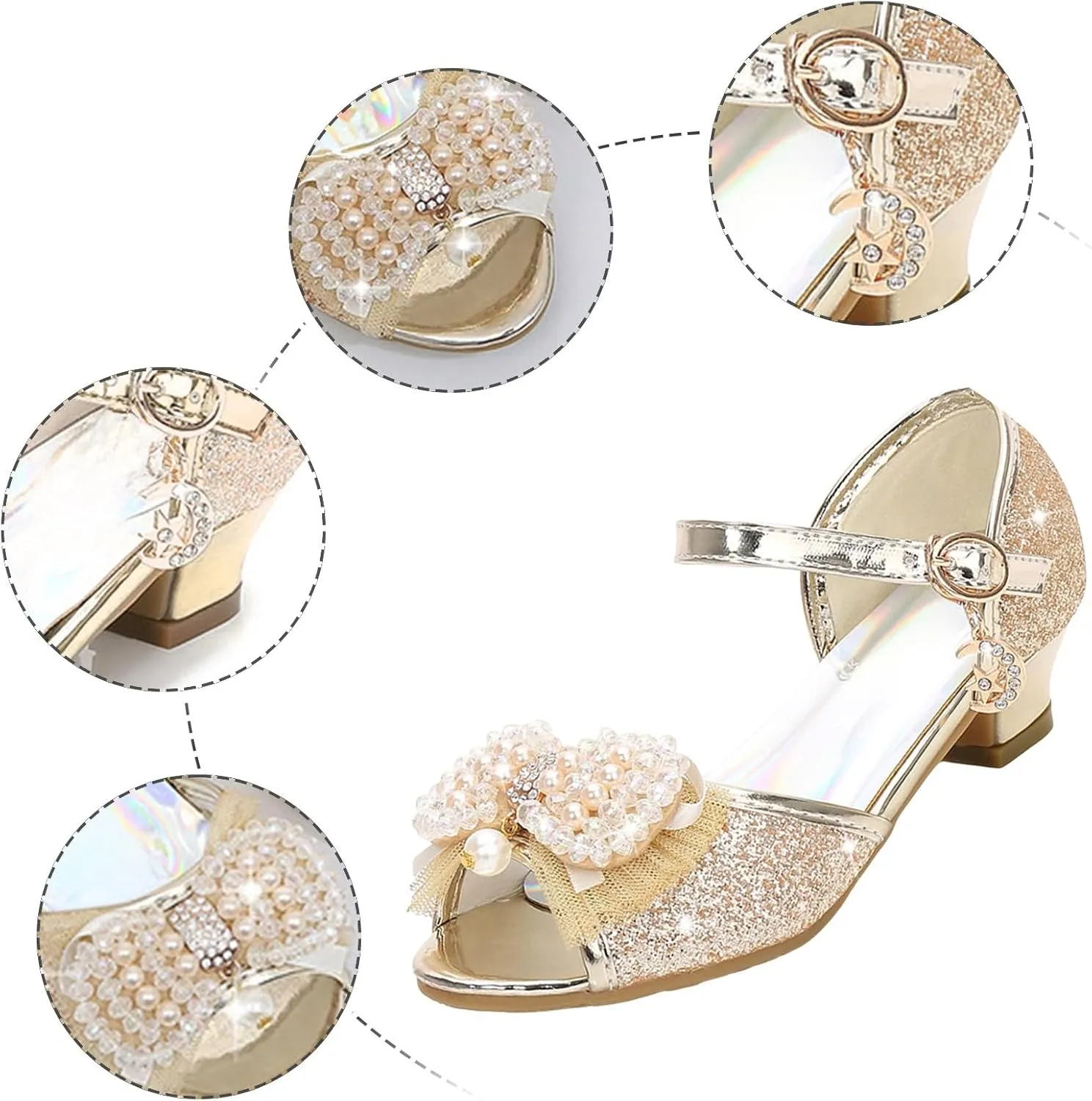 Open Toe Sandals Girls High Heel Sandals Princess Cute Fashion Bowknot Small And Medium Children Student Baby Fish Mouth Shoes