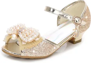Open Toe Sandals Girls High Heel Sandals Princess Cute Fashion Bowknot Small And Medium Children Student Baby Fish Mouth Shoes