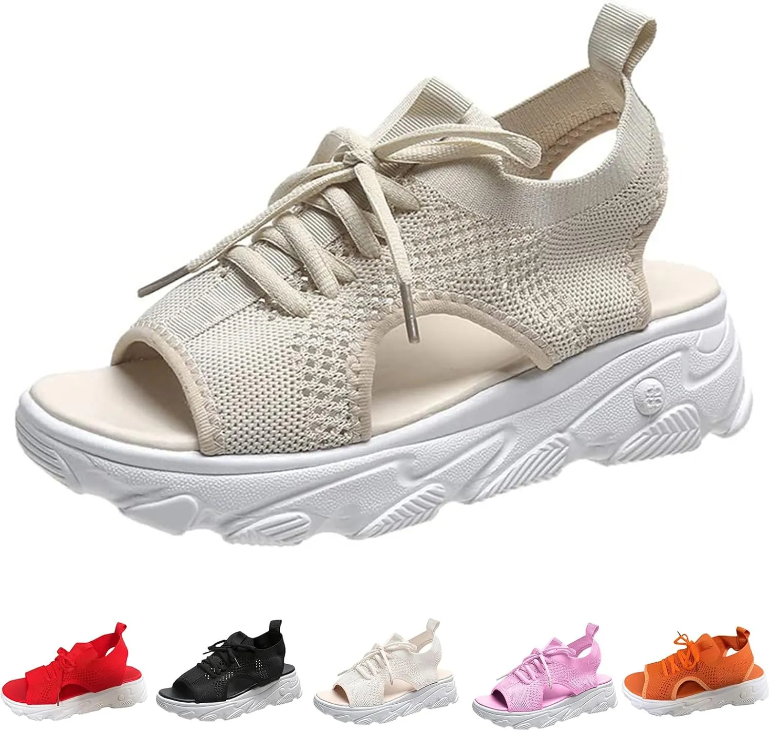 Orthopedic Wedge Sandals for Women Non Slip Cutout Lace-Up Muffin Sandals for Women Recovery Sport Outdoor Hiking Water Sandal Comfortable Outdoor Shoes