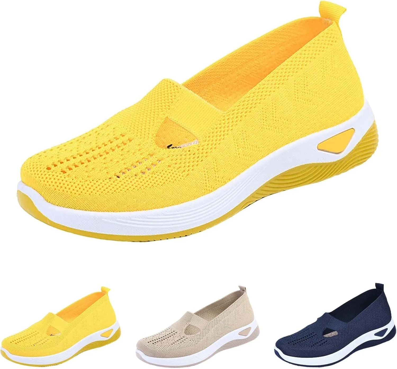 Orthowalkway Womens Shoes Orthopedic Arch Support Breathable Flying Woven Sneakers Casual Comfort Wear Slip On Sneaker