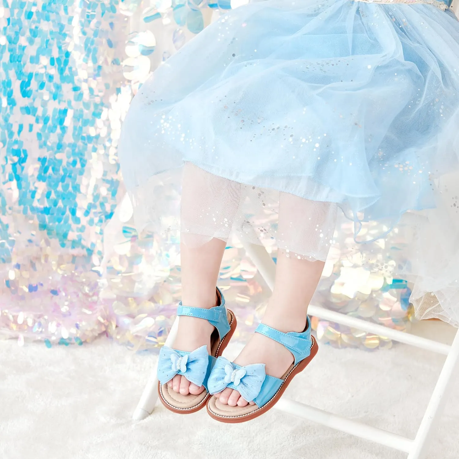 Otter MOMO Girls Open Toe Princess Flat Sandals with Comfort Sole Summer Sandals