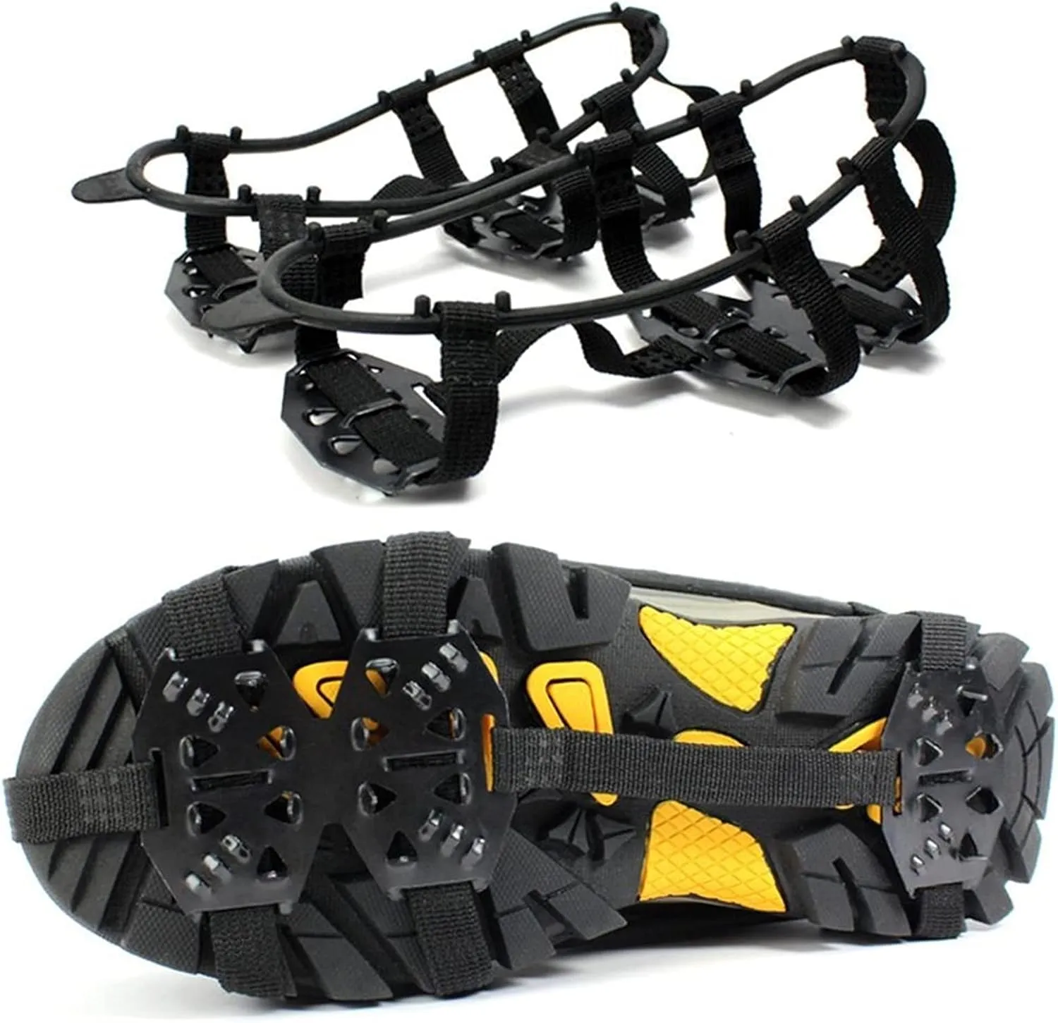 Outdoor Climbing Accessories 24 Teeth Shoe Spiked Grips Cleats Crampons Climbing Anti Slip Shoes Cover Ski Accessories Outdoor Camping Hiking Traveling Anti-Slip and wear-Resistant