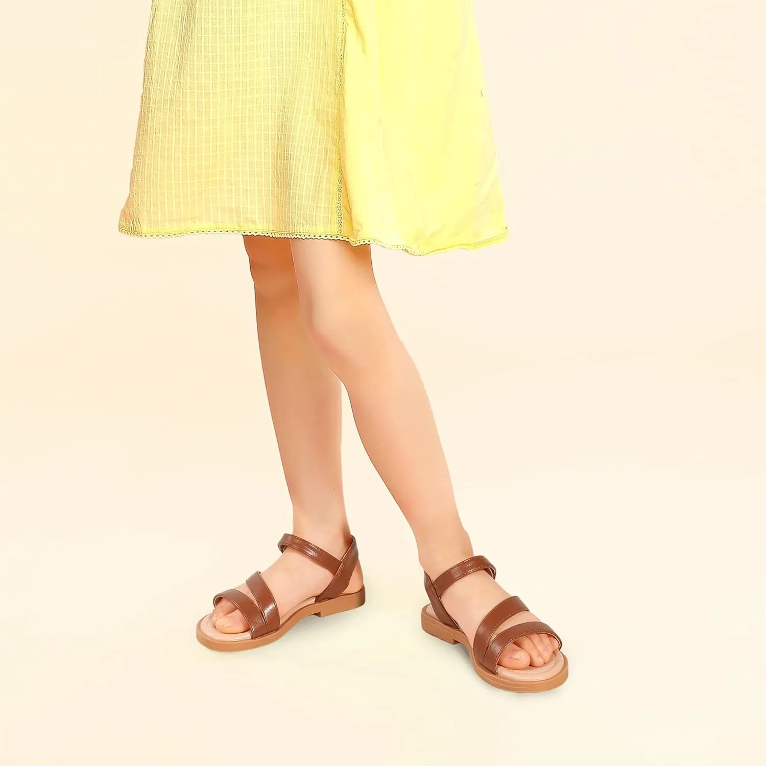 PANDANINJIA Girls Sandals Monica Summer Open Toe Flats Shoes Dress Sandals for Toddler Little Kid Big Kid