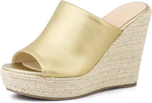 Perphy Open Toe Espadrille Wedge Heel Platform Slide Sandal for Women