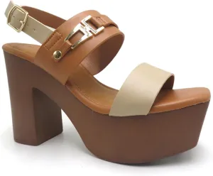 Pierre Dumas Women Open Toe Ankle Strap Platform Chunky High Heeled Sandal