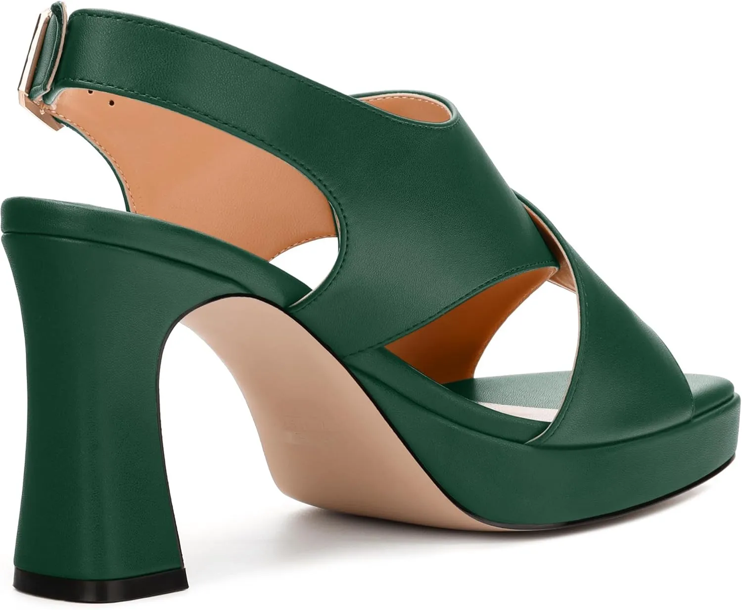 Platform Sandals, Buckle Slingback High Heels for Women, Square Open Toe Fashion Solid Block Heeled Sandal
