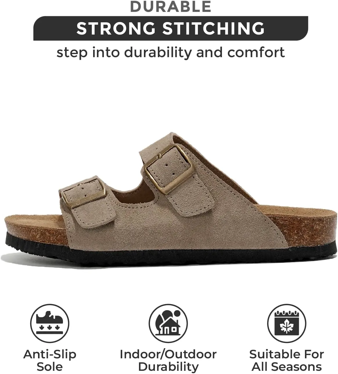 Project Cloud Genuine Leather Flat Sandals Women Beach Essentials Womens Sandals Memory Foam Vacation Essentials Slides for Women Footwear (Venita)