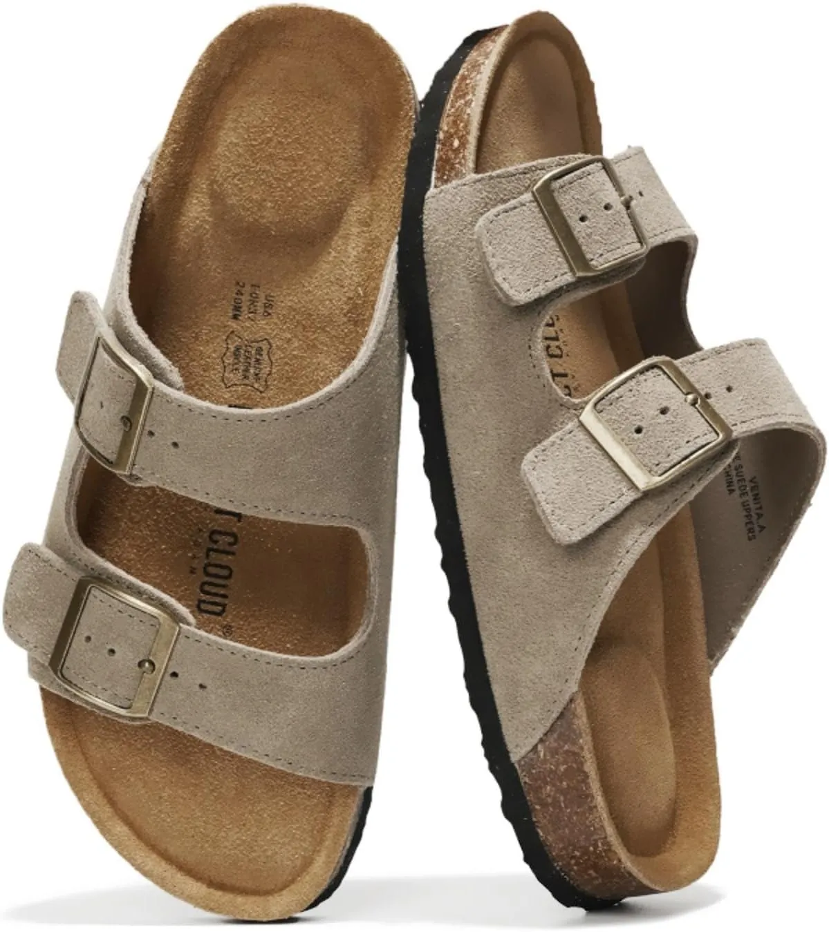 Project Cloud Genuine Leather Flat Sandals Women Beach Essentials Womens Sandals Memory Foam Vacation Essentials Slides for Women Footwear (Venita)