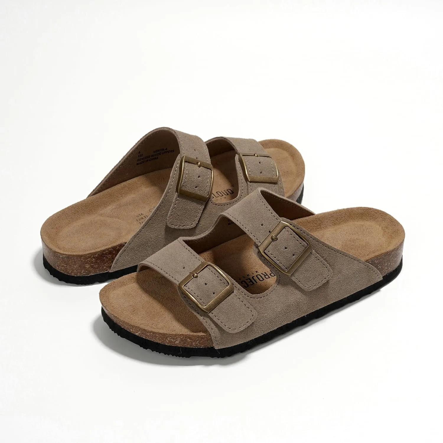 Project Cloud Genuine Leather Flat Sandals Women Beach Essentials Womens Sandals Memory Foam Vacation Essentials Slides for Women Footwear (Venita)