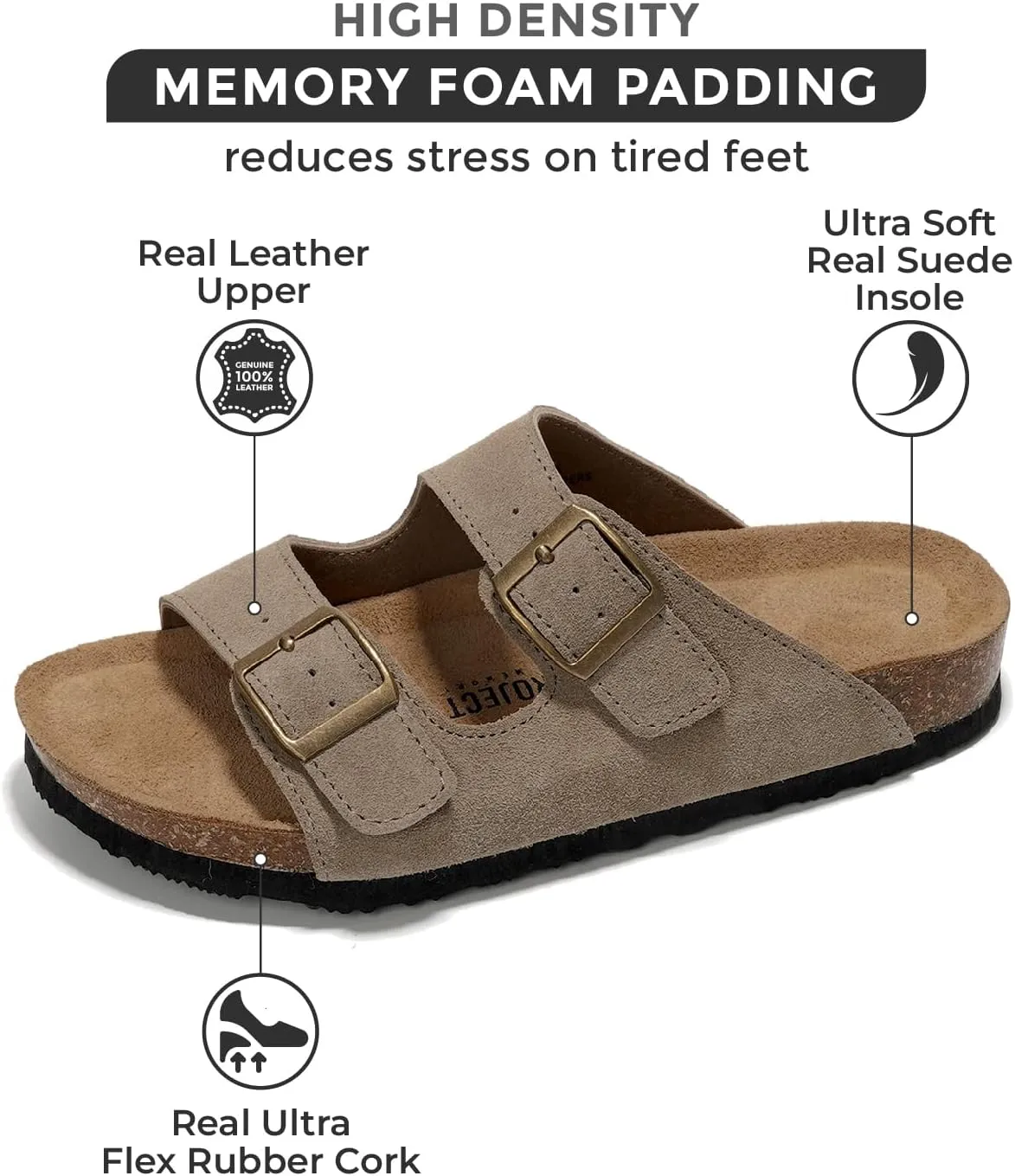 Project Cloud Genuine Leather Flat Sandals Women Beach Essentials Womens Sandals Memory Foam Vacation Essentials Slides for Women Footwear (Venita)