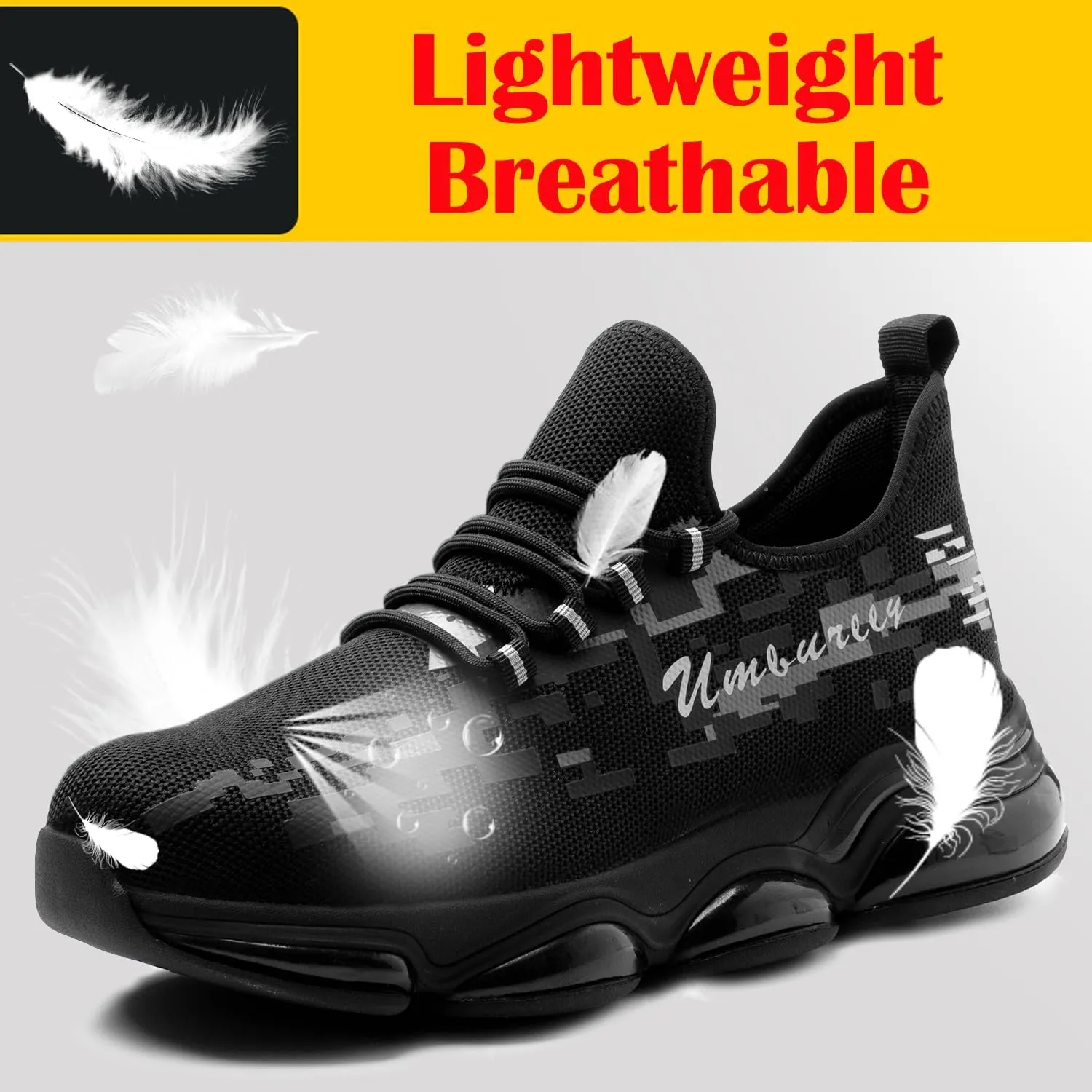 Safety Shoes for Men Work Steel Toe Shoes Lightweight Breathable Slip Resistant Construction Sneakers