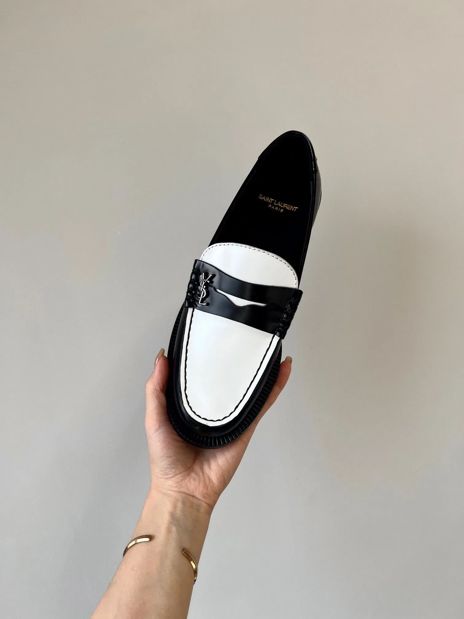 Saint Unbeatable range Laurent CALFSKIN BLACK Economical WHITE LE SL LOAFER AND