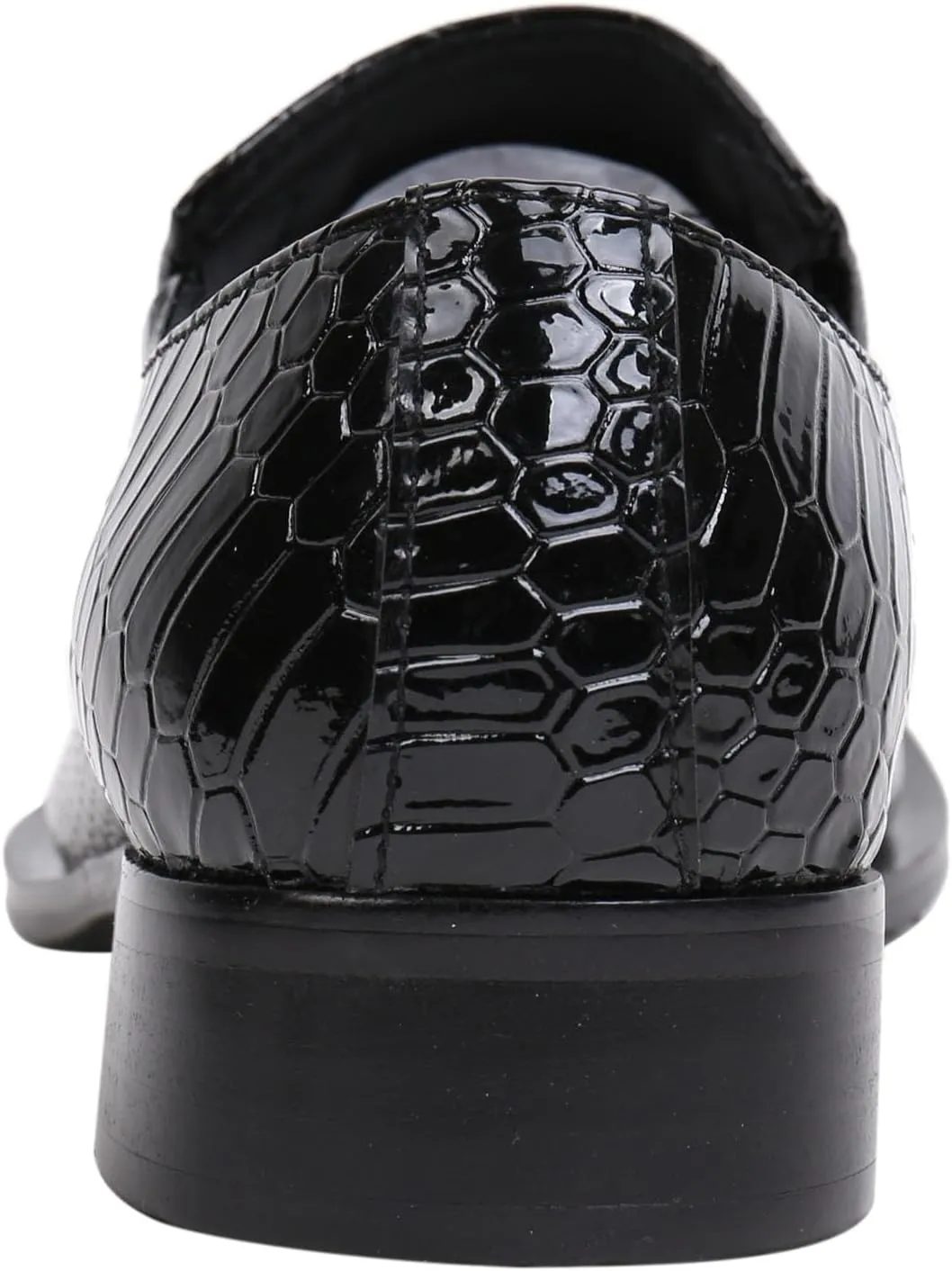 Santimon Mens Loafers Pointed Toe Leather Fashion Buckle Rhinestone Metal Tip Western Dress Shoes