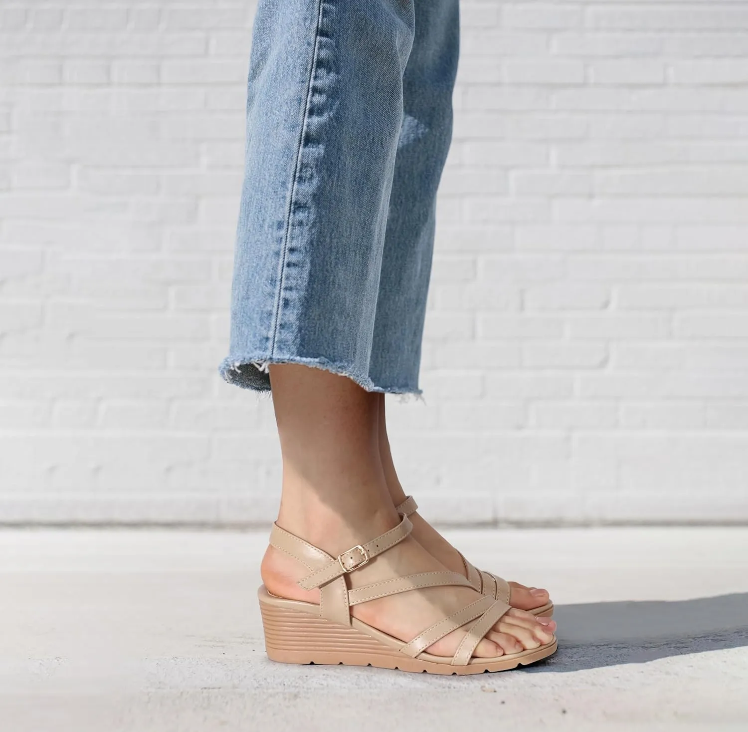 SHIBEVER Wedge Sandals for Women Dressy: Summer Low Wedges Womens Comfortable Open Toe Sandal