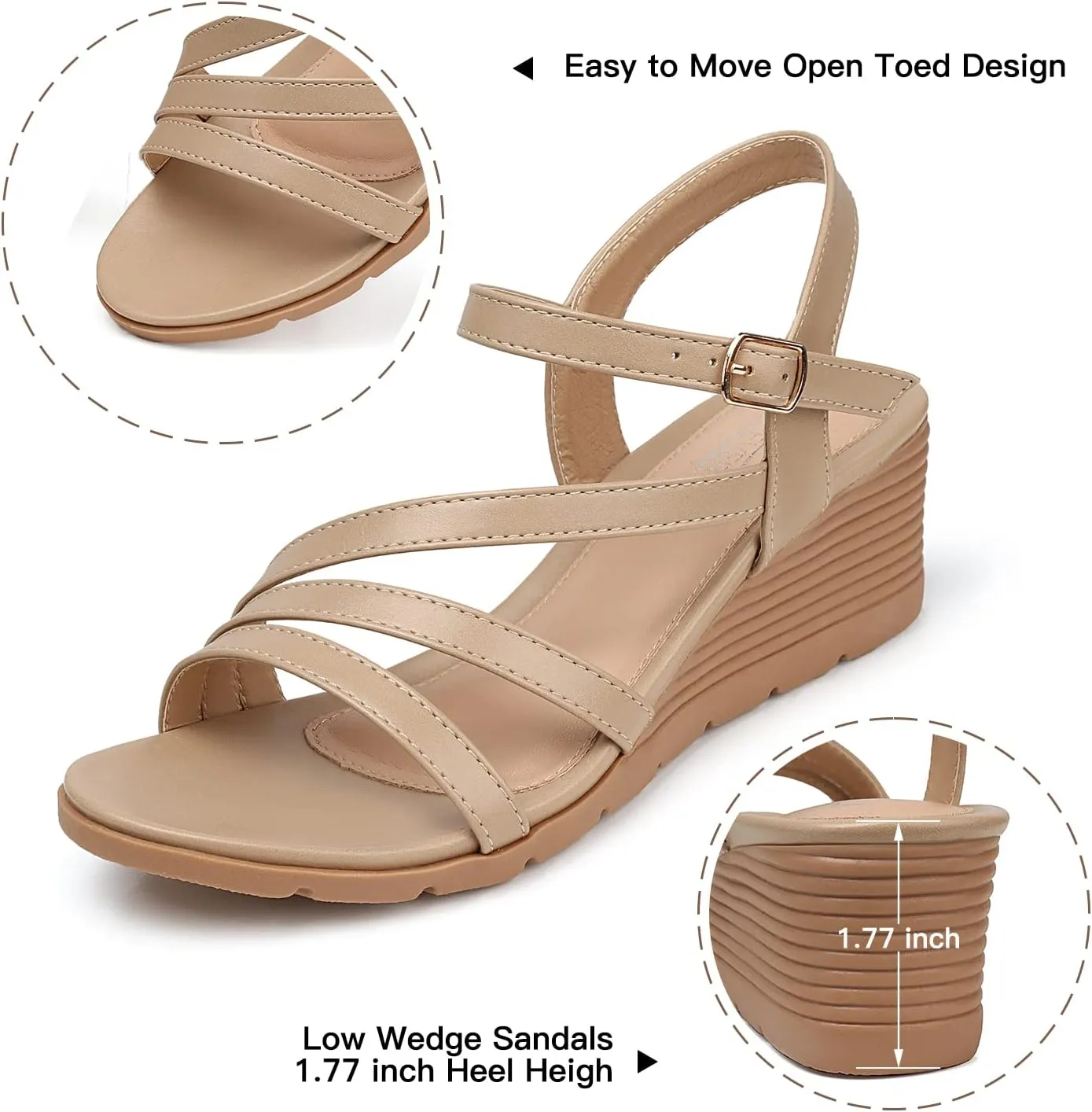 SHIBEVER Wedge Sandals for Women Dressy: Summer Low Wedges Womens Comfortable Open Toe Sandal