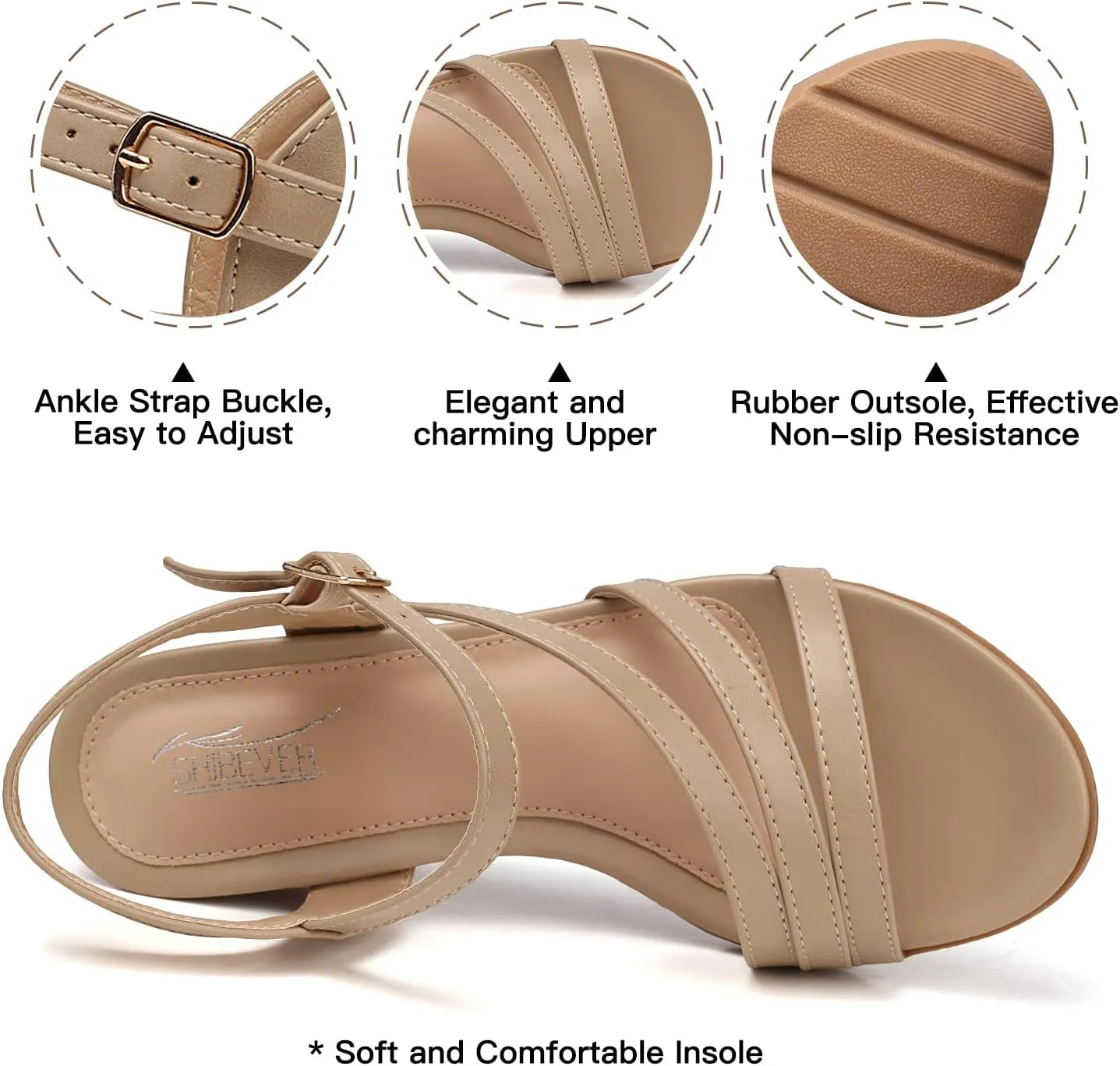 SHIBEVER Wedge Sandals for Women Dressy: Summer Low Wedges Womens Comfortable Open Toe Sandal