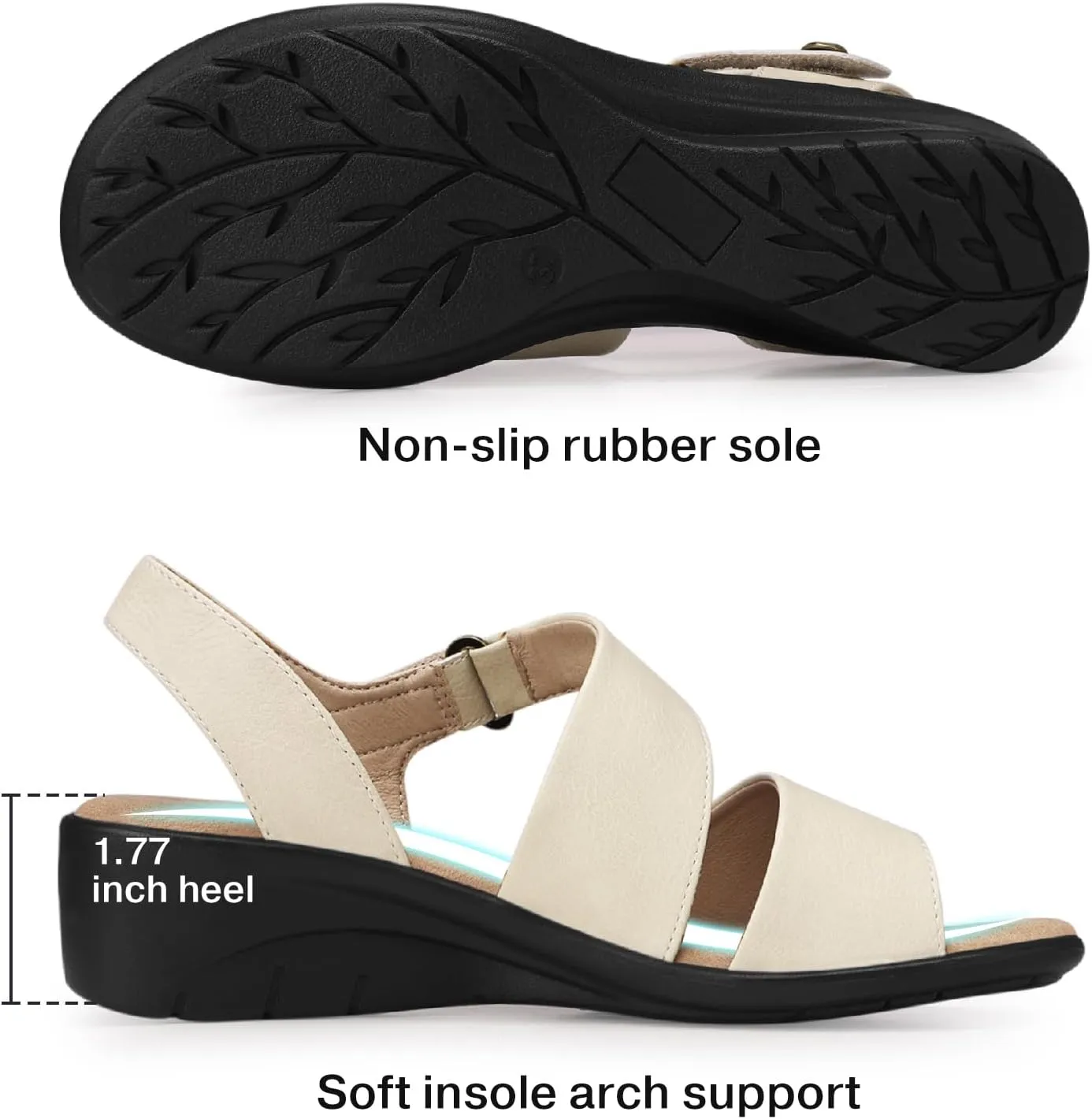 SHIBEVER Women's Low Wedge Heel Sandals Dressy Summer Ankle Strap Sandals Open Toe Comfortable Causal Platform Shoes
