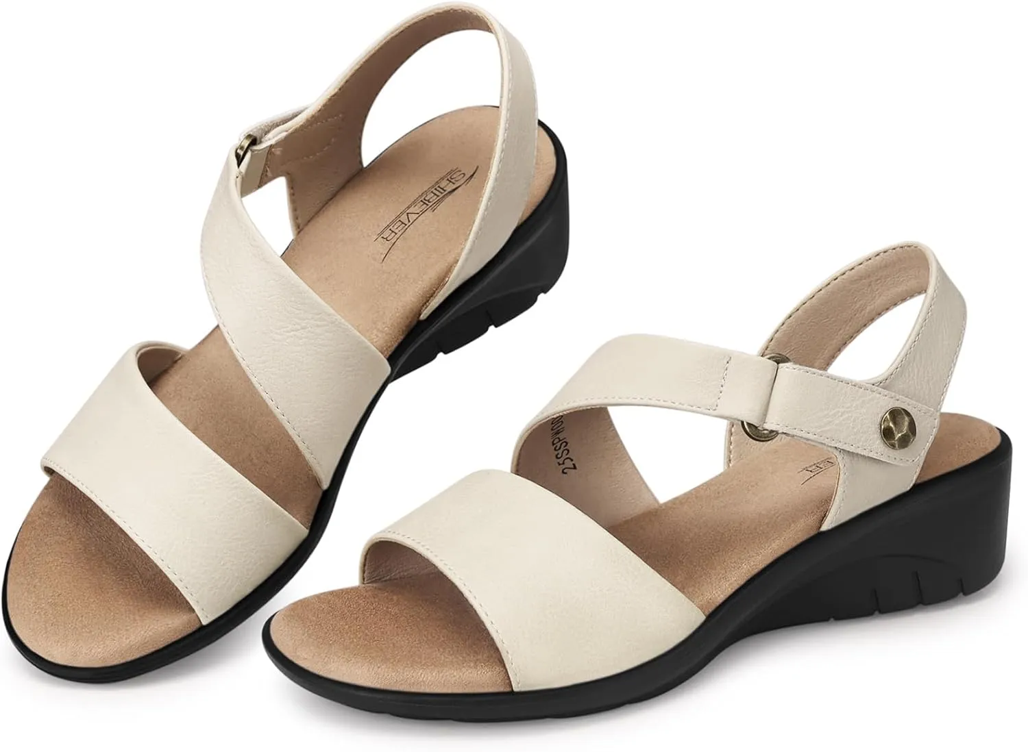 SHIBEVER Women's Low Wedge Heel Sandals Dressy Summer Ankle Strap Sandals Open Toe Comfortable Causal Platform Shoes