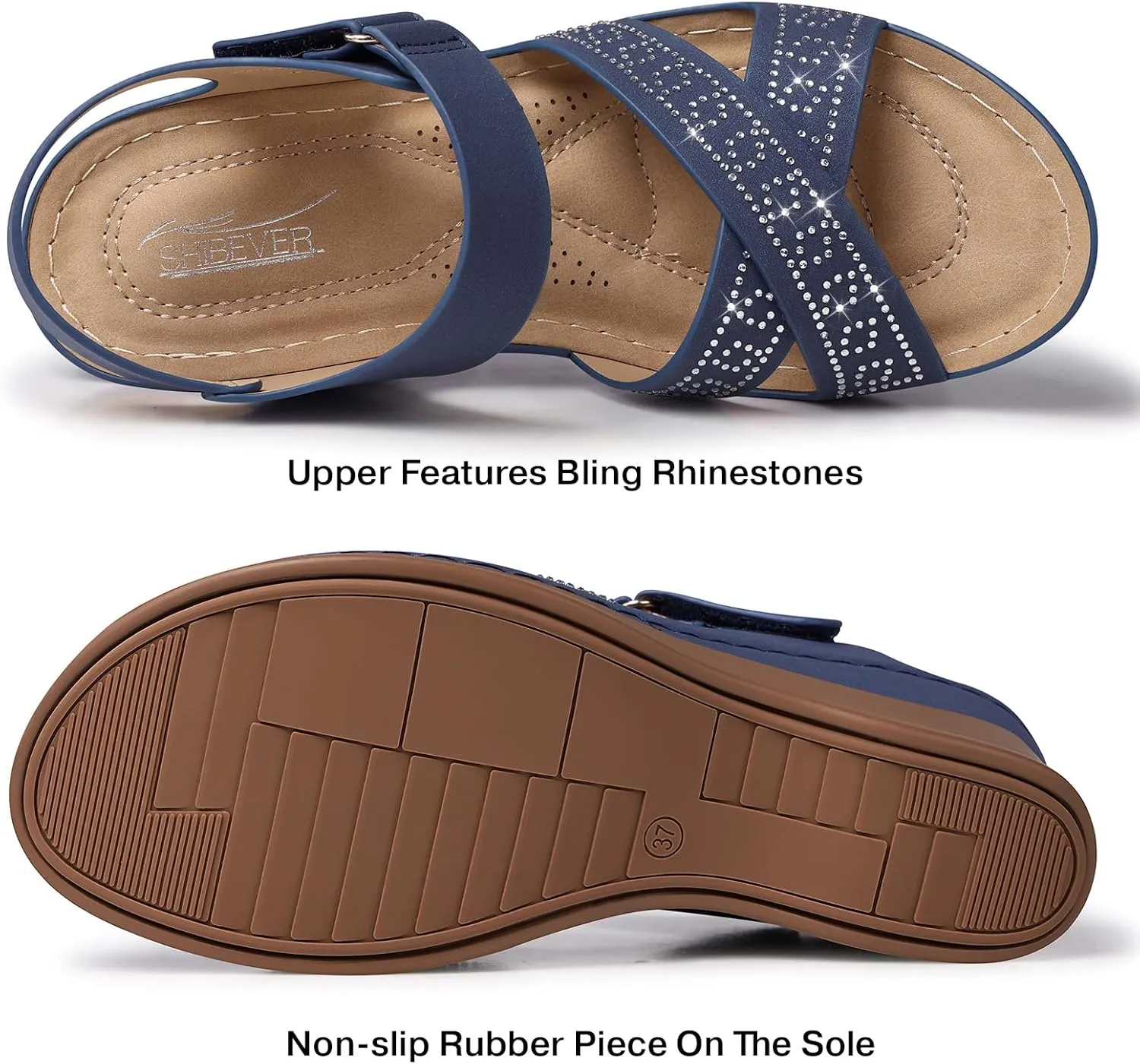 SHIBEVER Women's Wedge Sandals Platform: Comfortable Dressy Arch Support - Summer Open Toe Women Sandals