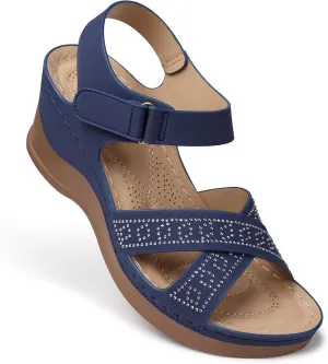 SHIBEVER Women's Wedge Sandals Platform: Comfortable Dressy Arch Support - Summer Open Toe Women Sandals