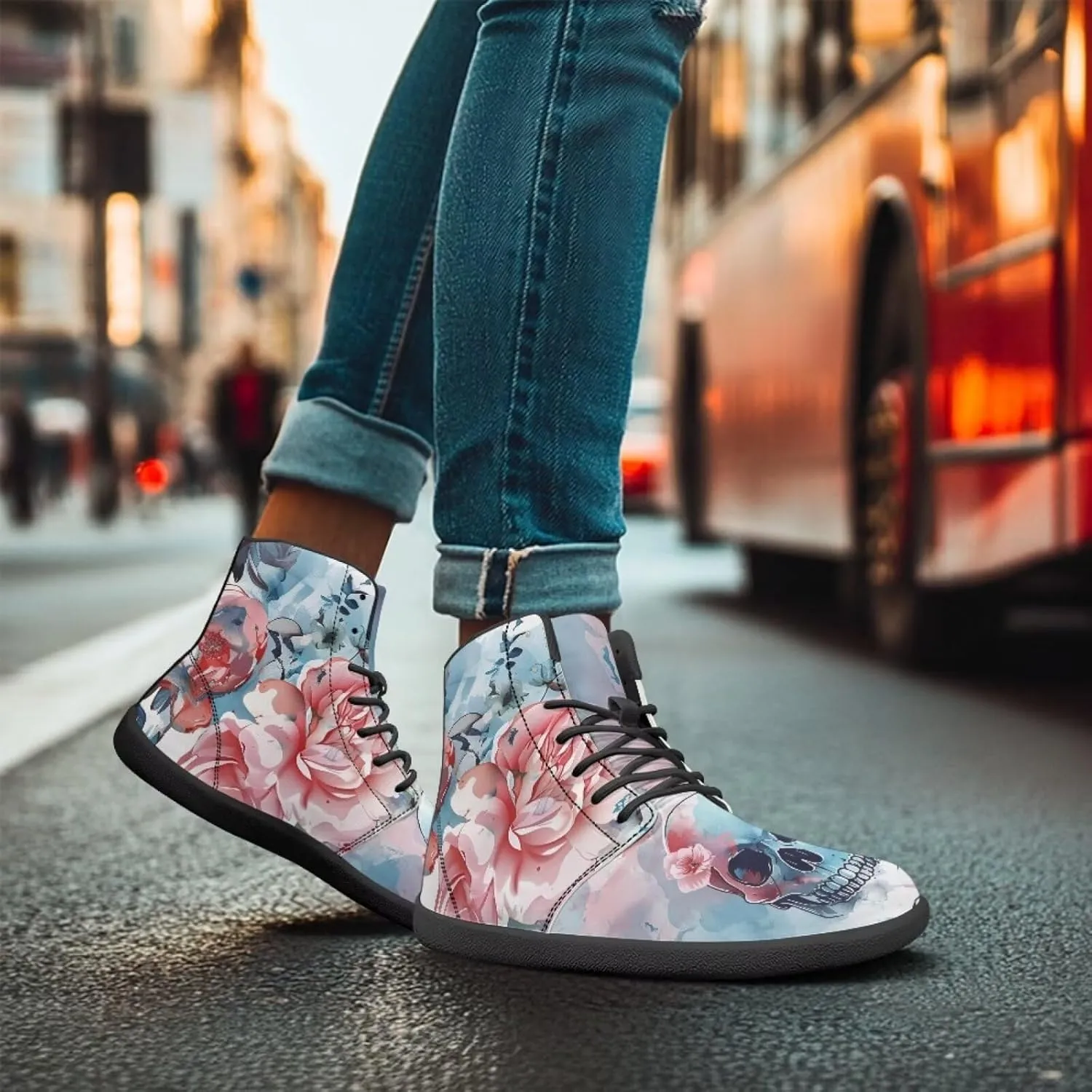 Skull High Top Basketball Barefoot Shoes for Men Women Casual Walking Work Shoes Running Sneakers