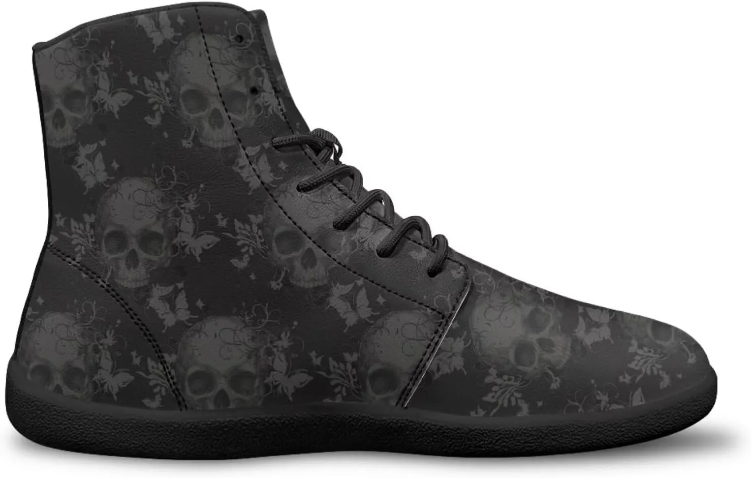 Skull High Top Work Barefoot Shoes Running Sneakers Non Slip Walking Tennis Shoes for Women Men