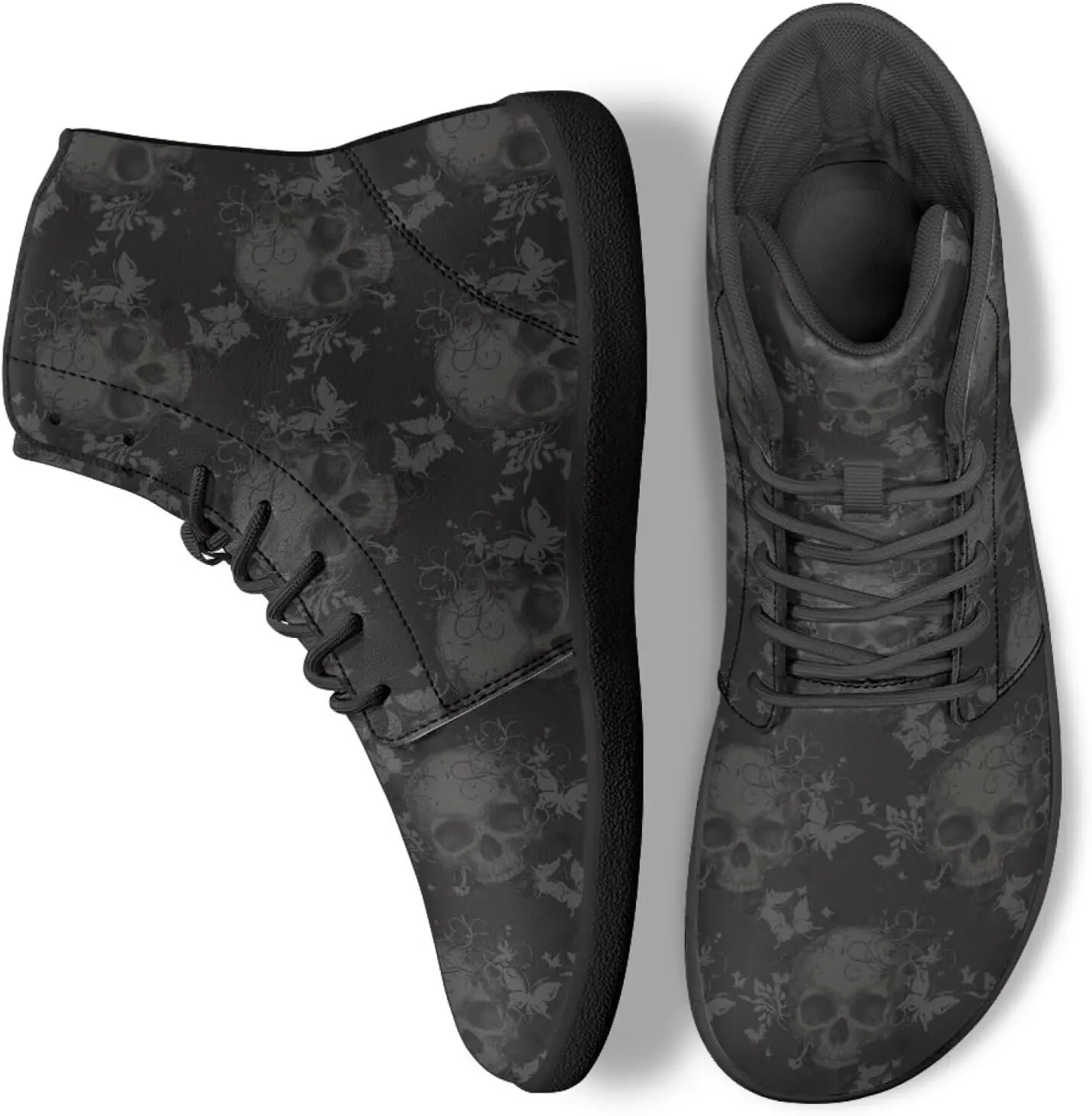Skull High Top Work Barefoot Shoes Running Sneakers Non Slip Walking Tennis Shoes for Women Men