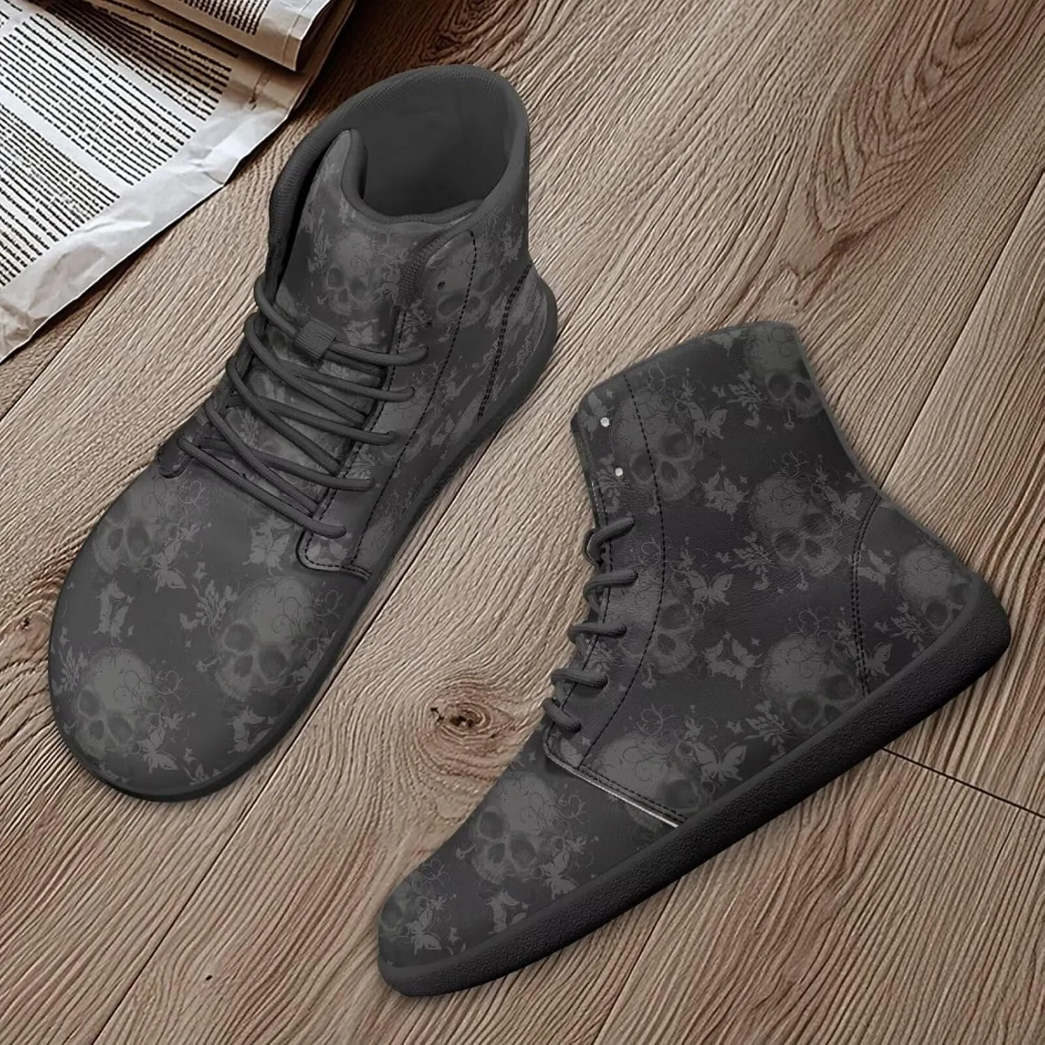 Skull High Top Work Barefoot Shoes Running Sneakers Non Slip Walking Tennis Shoes for Women Men