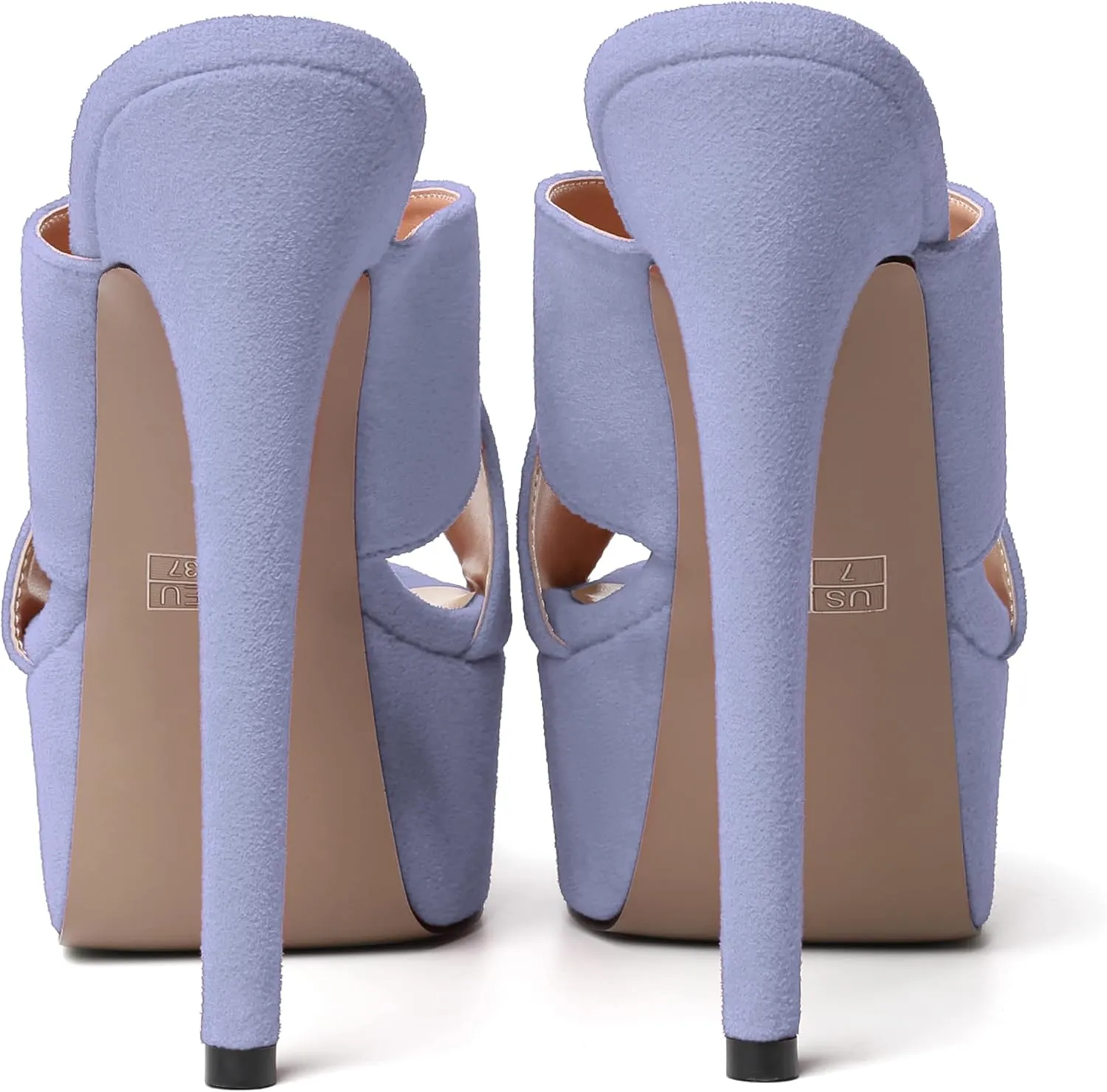 SKYSTERRY Womens Slip On Open Toe Platform Fashion Suede Party Stiletto High Heel Heeled Sandals 6 Inch